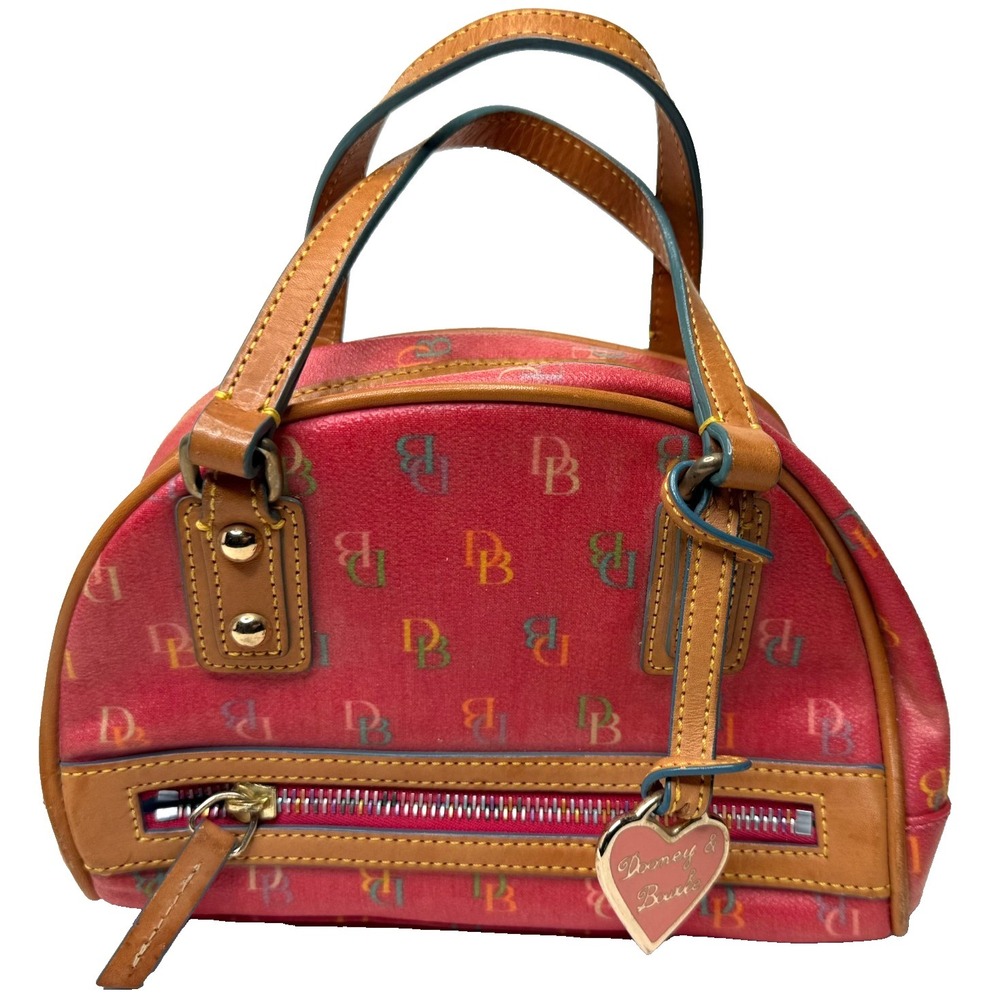 Vintage‎ Dooney & Bourke Bag Crayon Hearts Pink Mini Bowler Purse